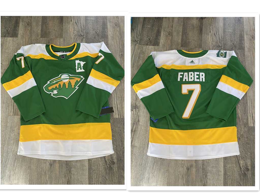 Men%27s Minnesota Wild #7 Brock Faber Green 2023-24 Stitched Jersey